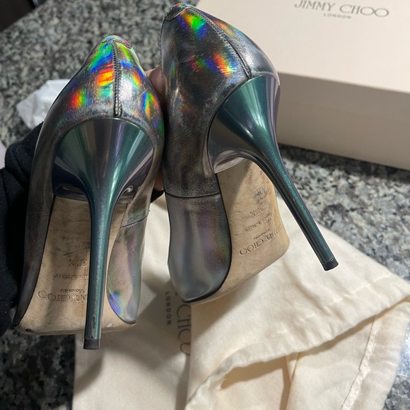 Jimmy Choo Abel 37.5 Disco Mirror Hologram Heels - Picture 4 of 8
